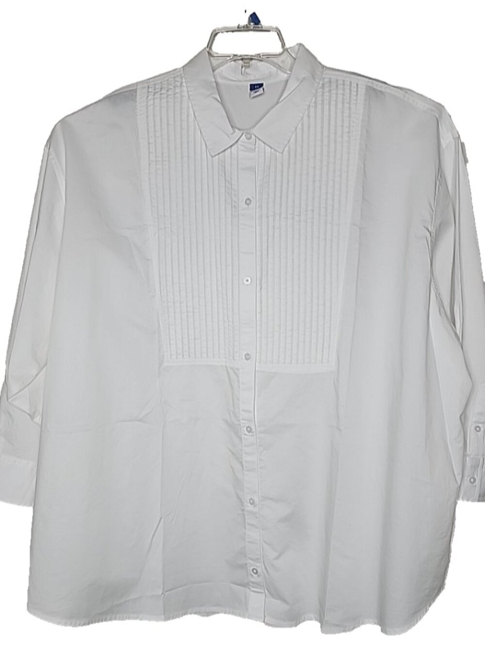 Old Navy Top Women's White Solid Ribbed Tuxedo Style Button Down 2XL